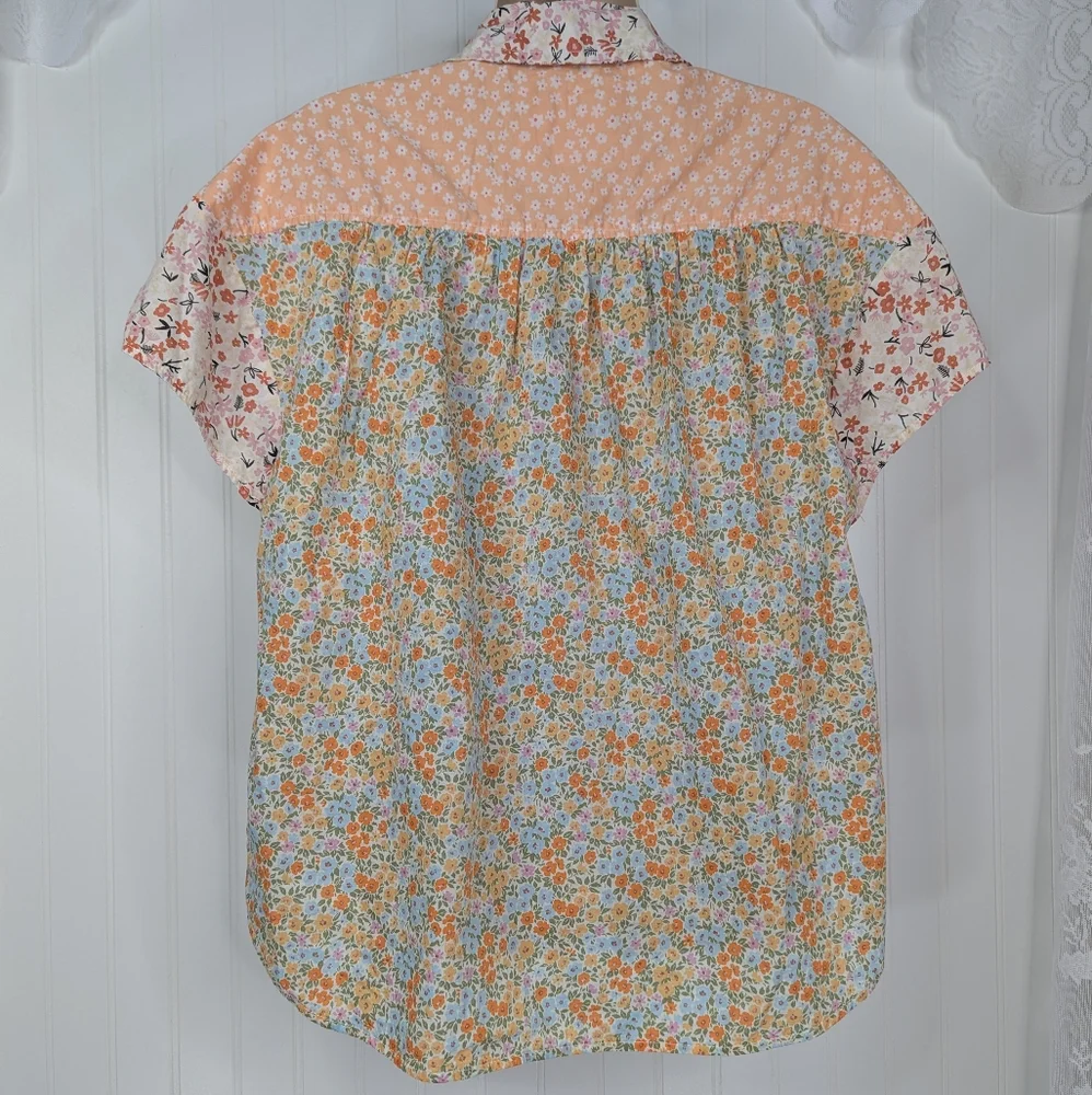 AE American Eagle Floral Patchwork Camp Shirt S & M - Picture 11 of 15